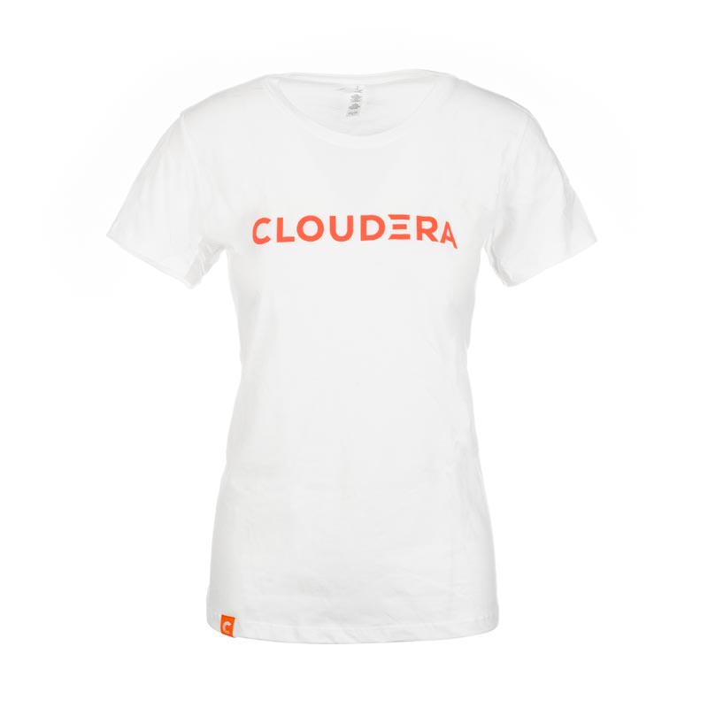 Women's White with Orange Logo Tee